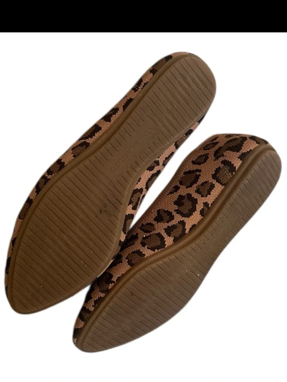 Vince Camuto Leopard Knit Ballet Flats in Brown and Black Machine Washable 8.5